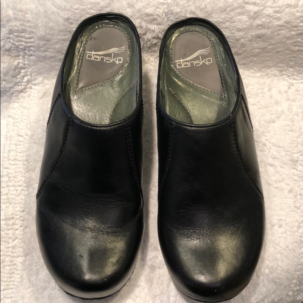 DANSKO black leather open back clogs size 40